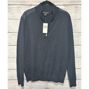 MICHAEL KORS Men's Midnight Navy 1/4 Zip Sweater Size M Outdoors Preppy Casual